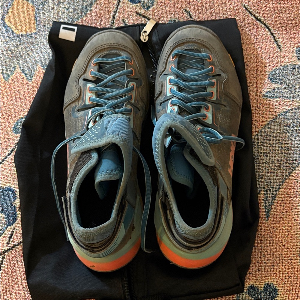 Gray and Blue Hoka Sneakers